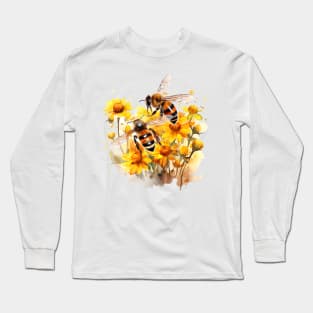 Bee and Flowers Long Sleeve T-Shirt